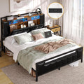 Queen Bed Frame with Storage Headboard and Led Light V121297