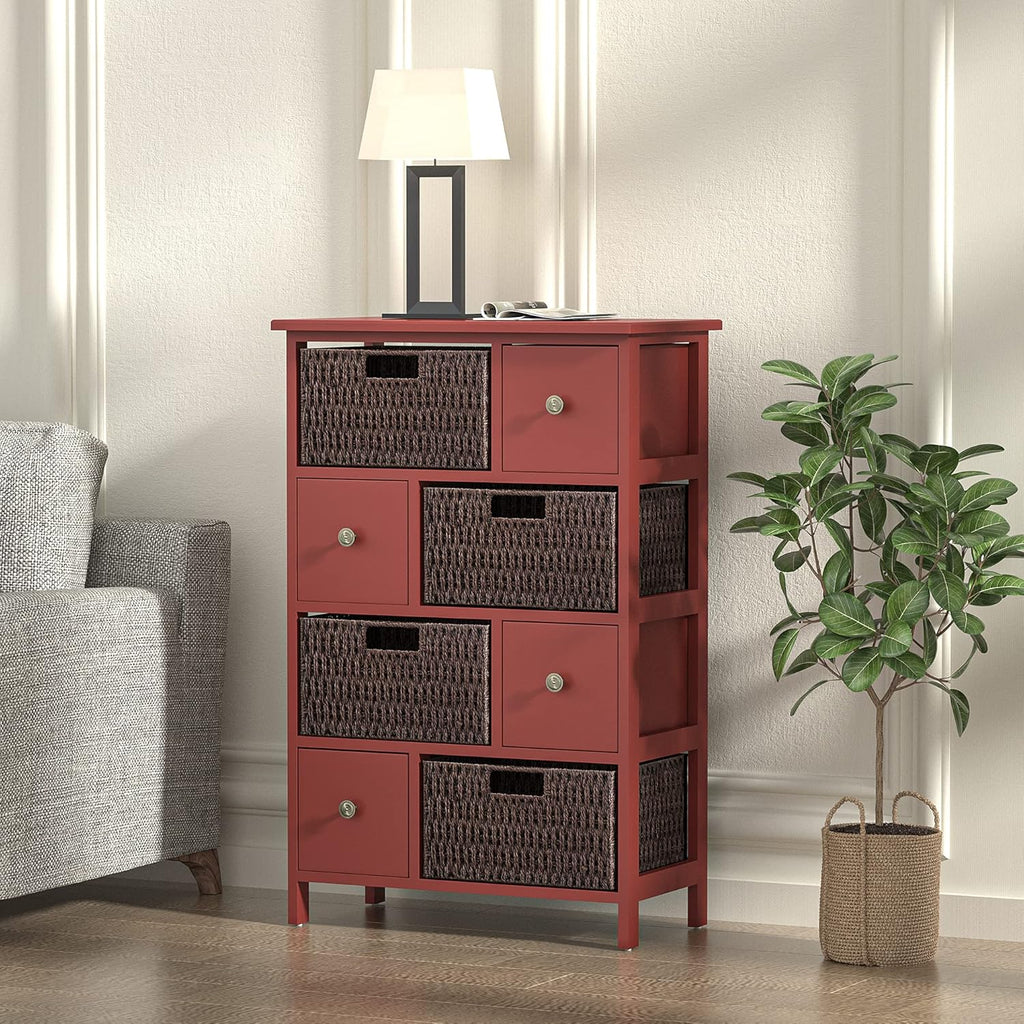 Red Storage Cabinet with 4 Drawers and 4 Baskets N817748