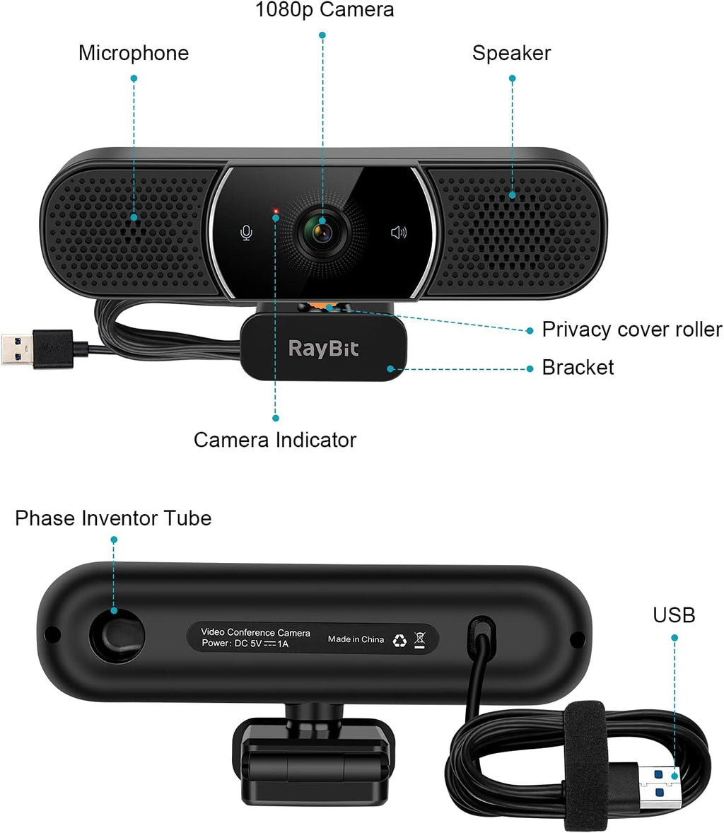 3 in 1 Webcam with Microphone and Speaker, Privacy Cover, Autofocus O84151