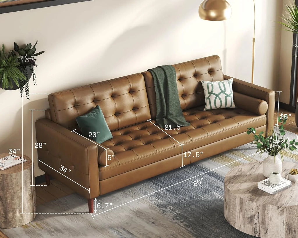 Brown Leather 2 Piece Set 3 Seater Sofa E437736