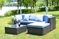 Outdoor Patio Furniture Sets Sectional Wicker Couch Sofa Seating 5PCS G997361