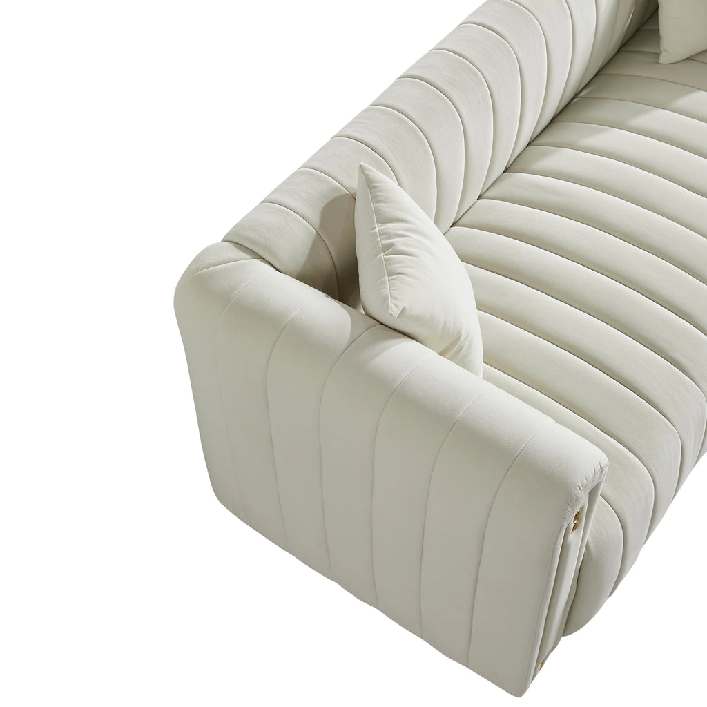 White Velvet Tufted Sofa D73908