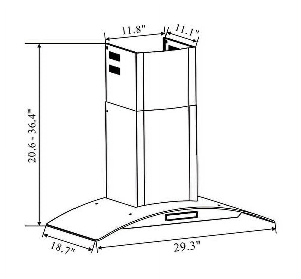 30" Stainless Steel Tempered Glass Wall Mount Range Hood Y43835