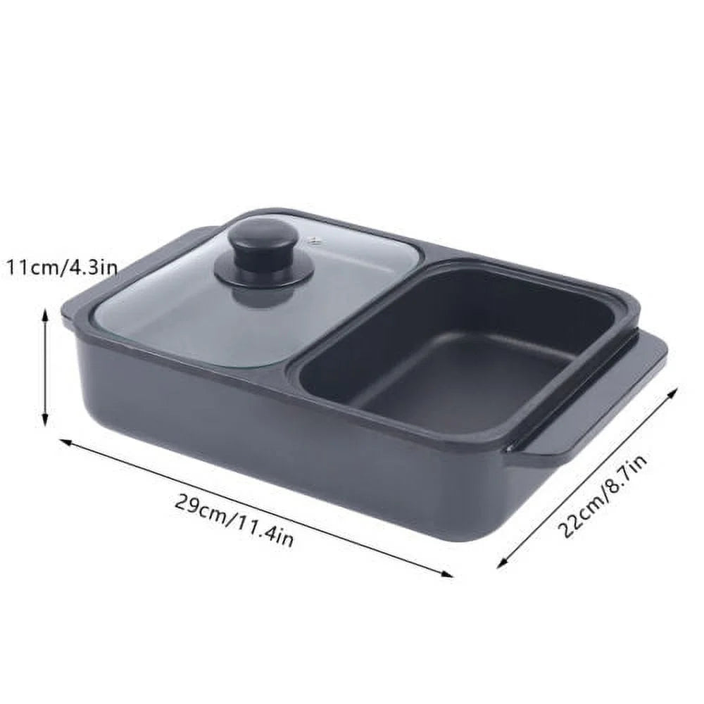 1200W Portable 2 in 1 Hot Pot Barbecue Grill Non-Stick Pan Y316224