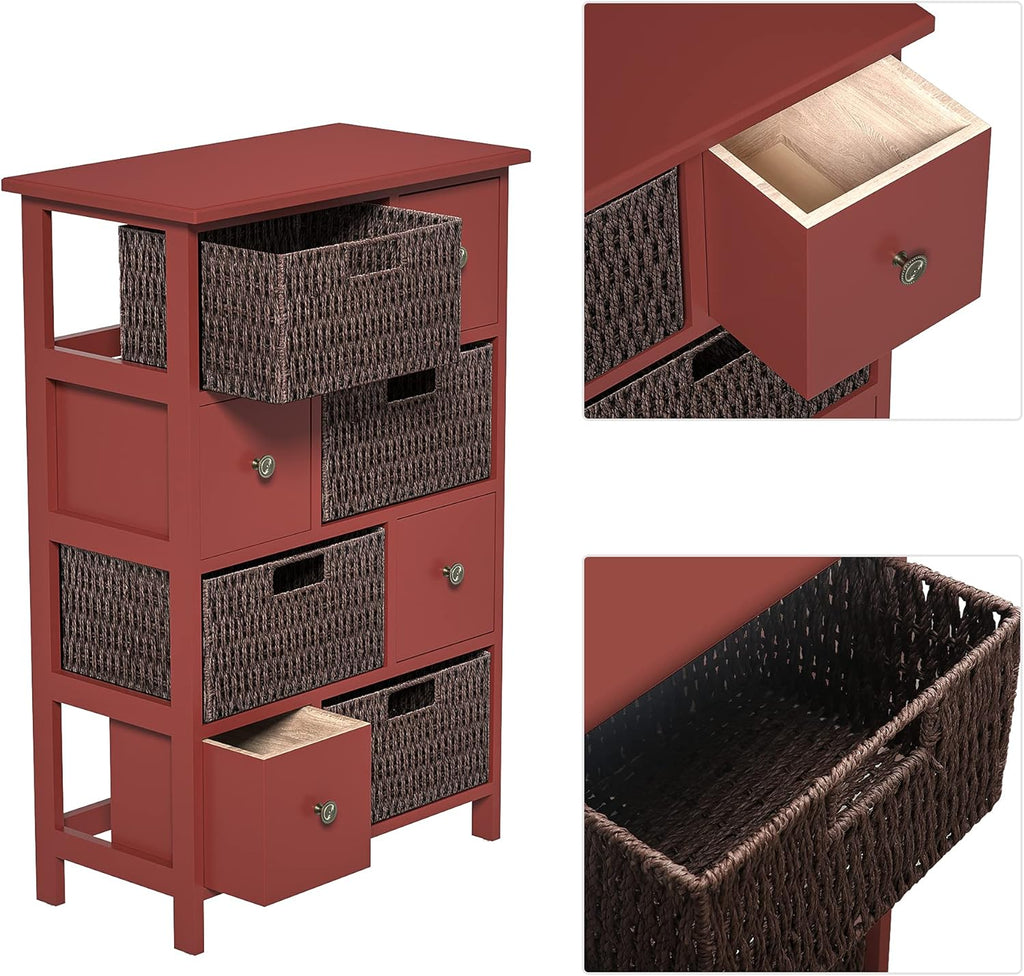 Red Storage Cabinet with 4 Drawers and 4 Baskets N817748