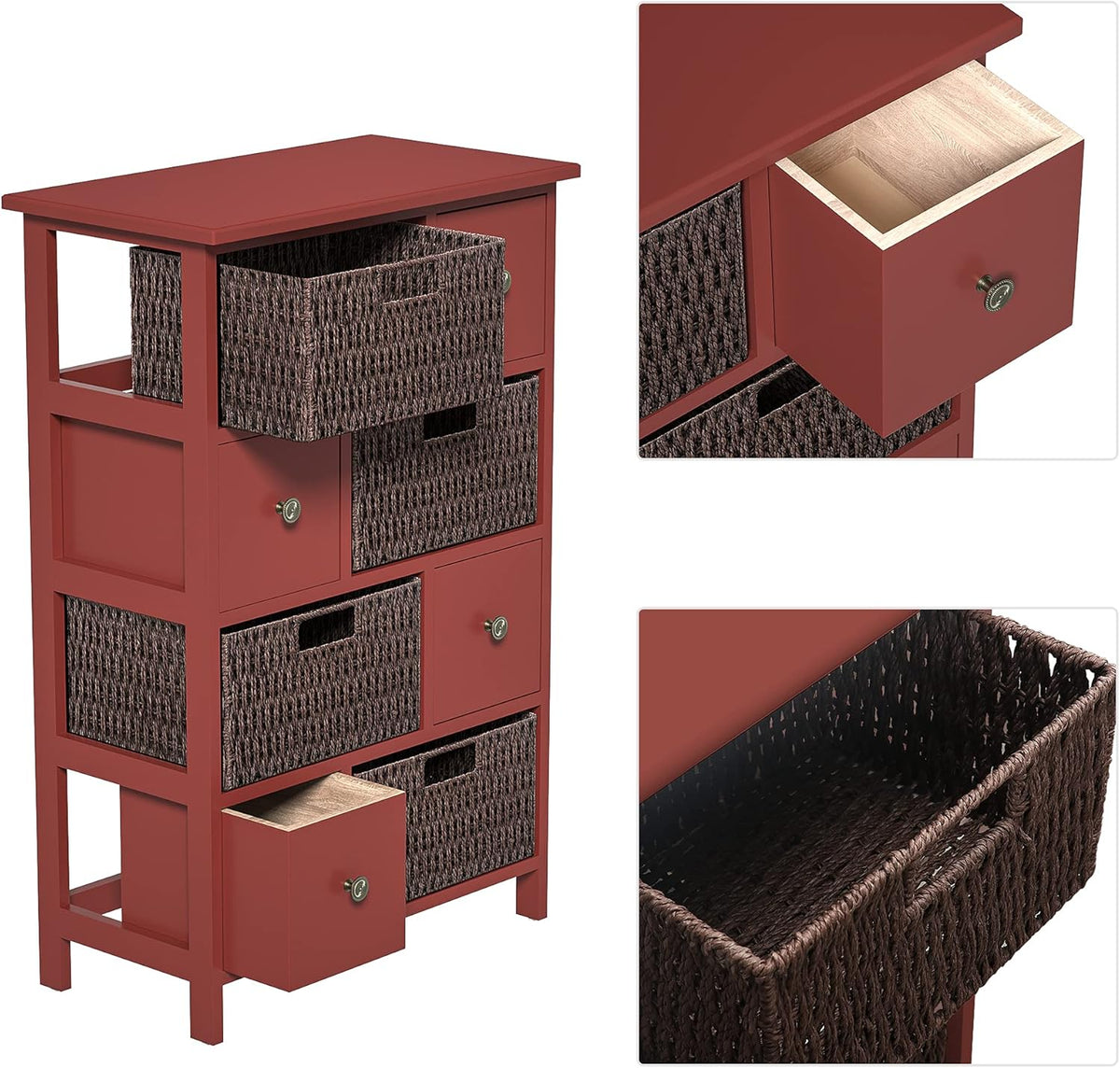 Red Storage Cabinet with 4 Drawers and 4 Baskets N817748
