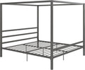 King Gunmetal Gray Metal Canopy Platform Bed with Underbed Storage Y77479