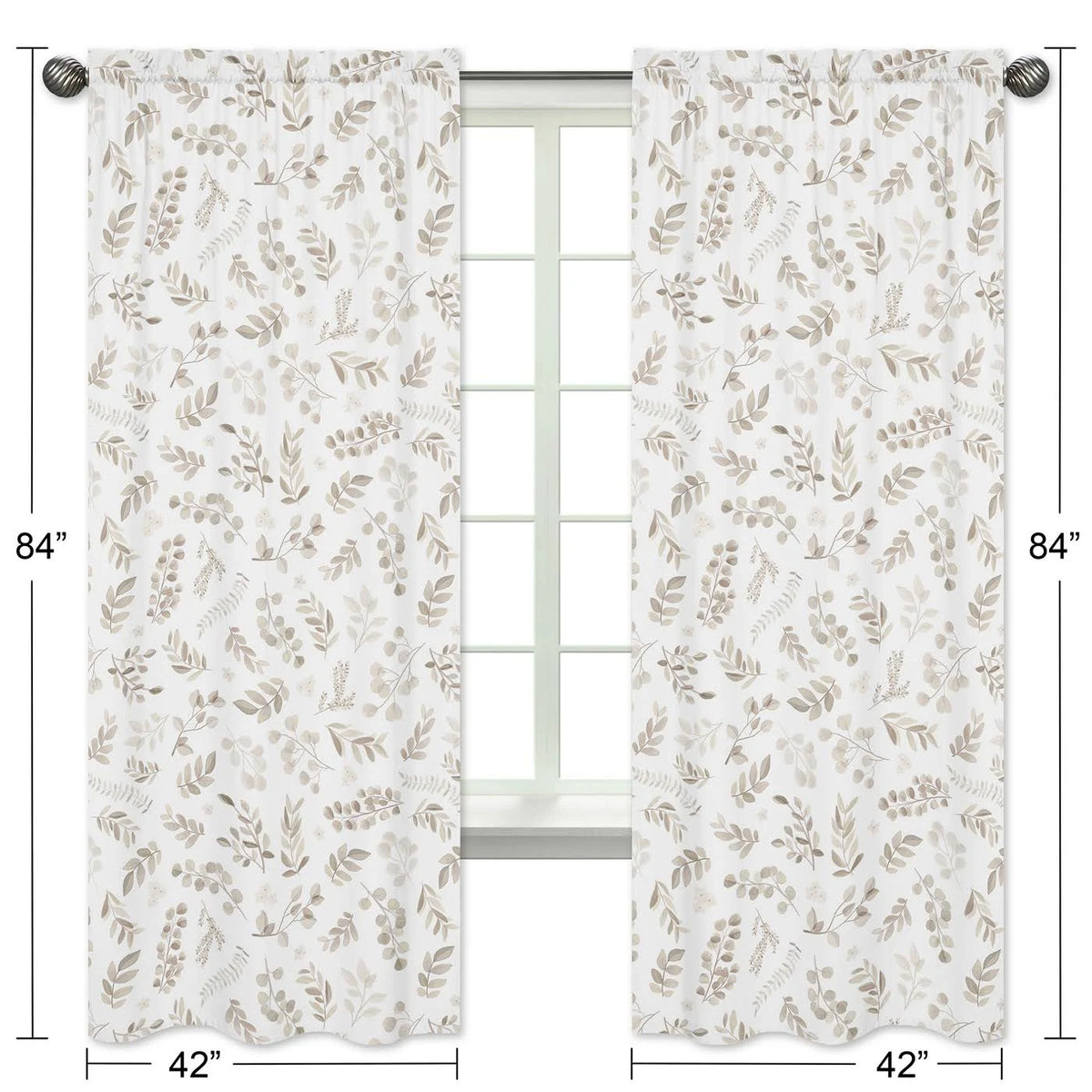 Botanical Taupe Window Panels, Set of 2 Z7249