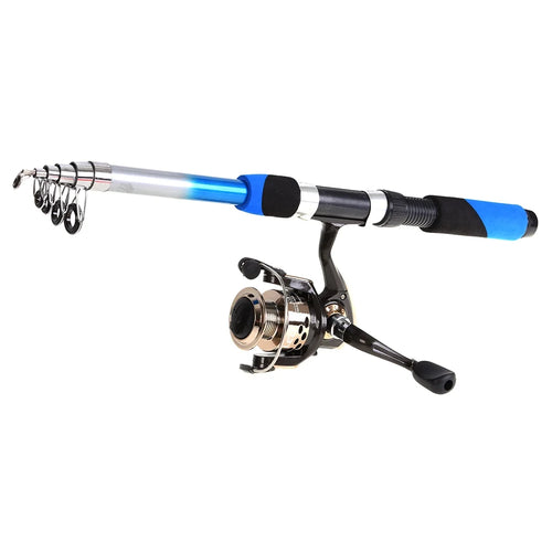 2.1m Telescopic Fiberglass Fishing Rod Reel Baits Hooks Bag Kit Q412