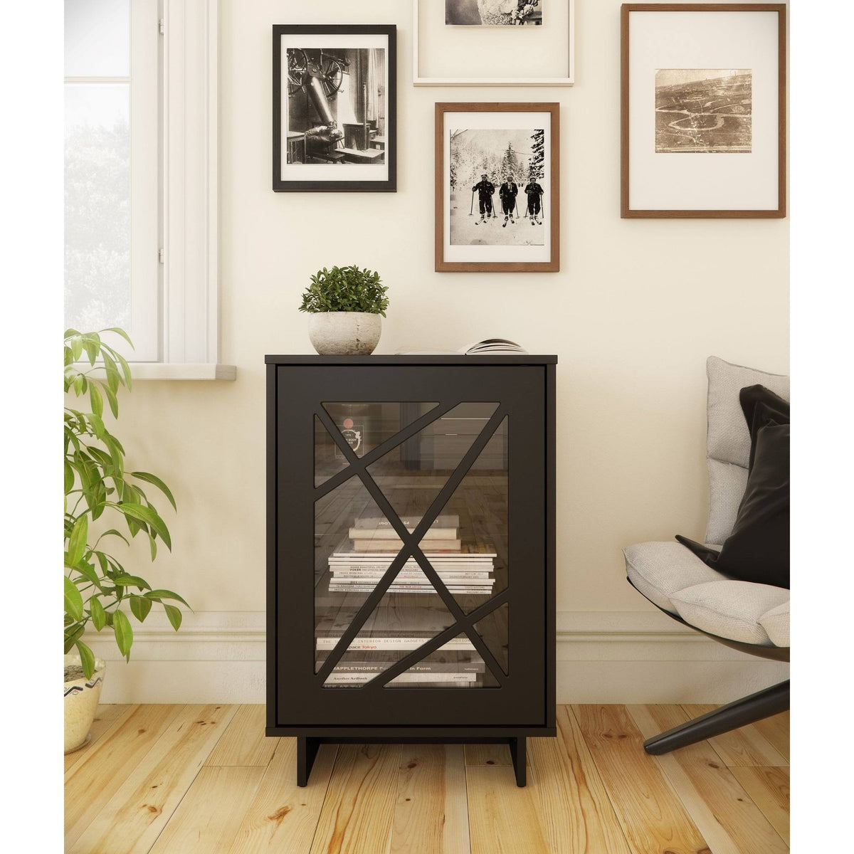 Black 1-Door Storage Cabinet N262449