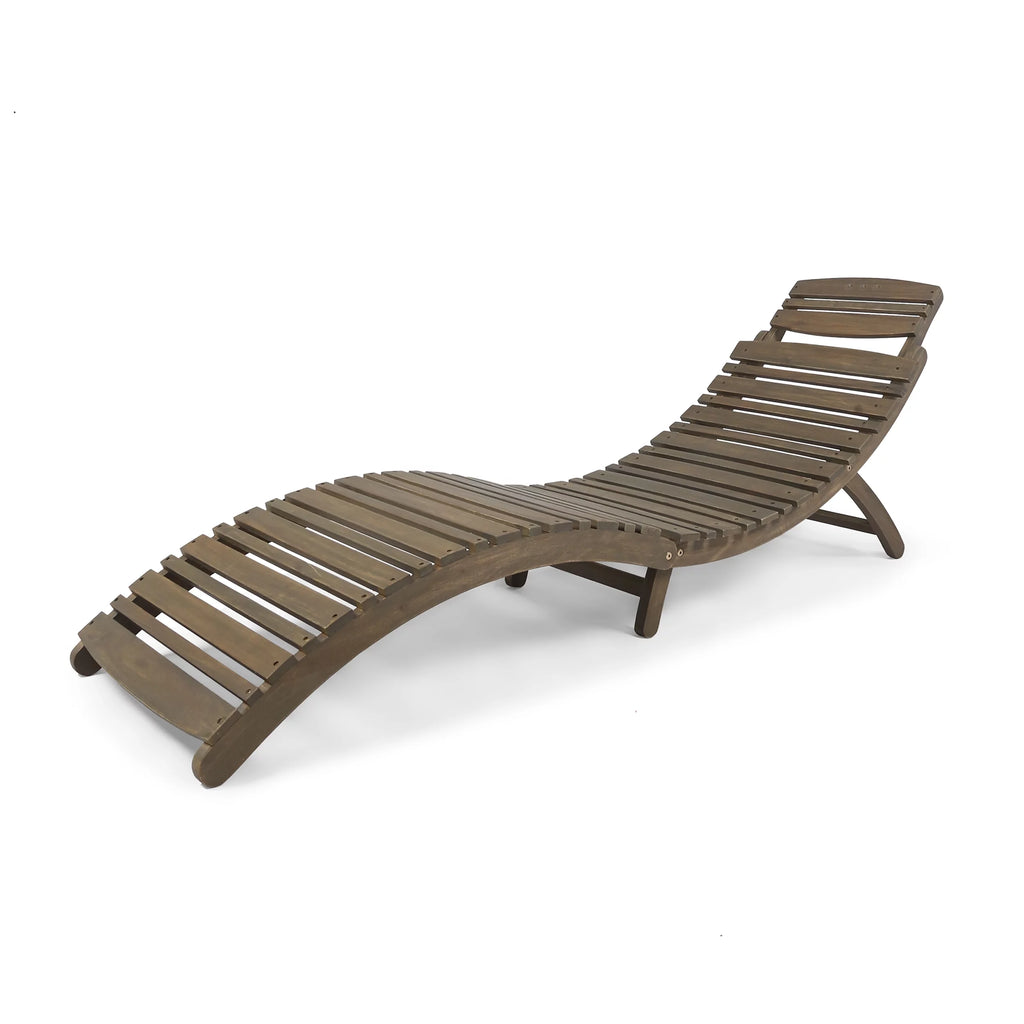 Gray Acacia Wood Foldable Chaise Lounge L4500