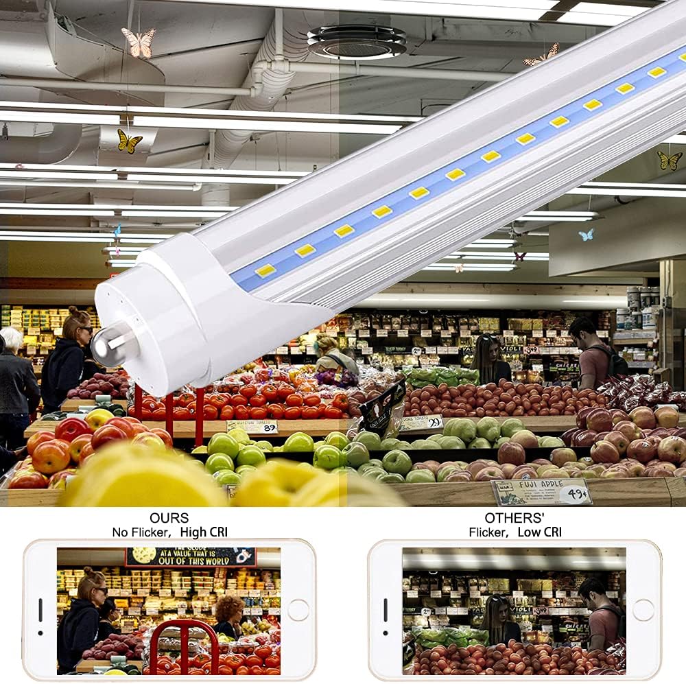 8FT T8 44W 6000K Cool White Clear Cover Led Shop Light (Pack of 12) L344334
