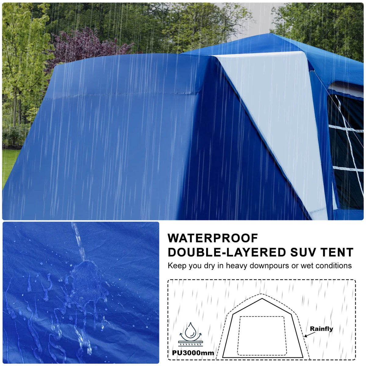SUV Tent with Porch, 6-Person 10' x 10' Waterproof Car Camping Tent G948