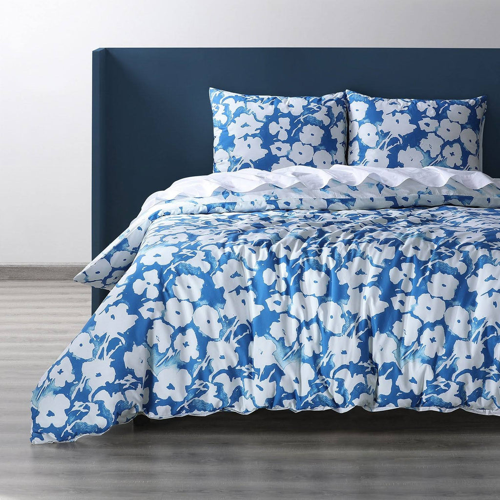 Ocean Blue Cotton Percale Reversible Duvet Cover Set S3522