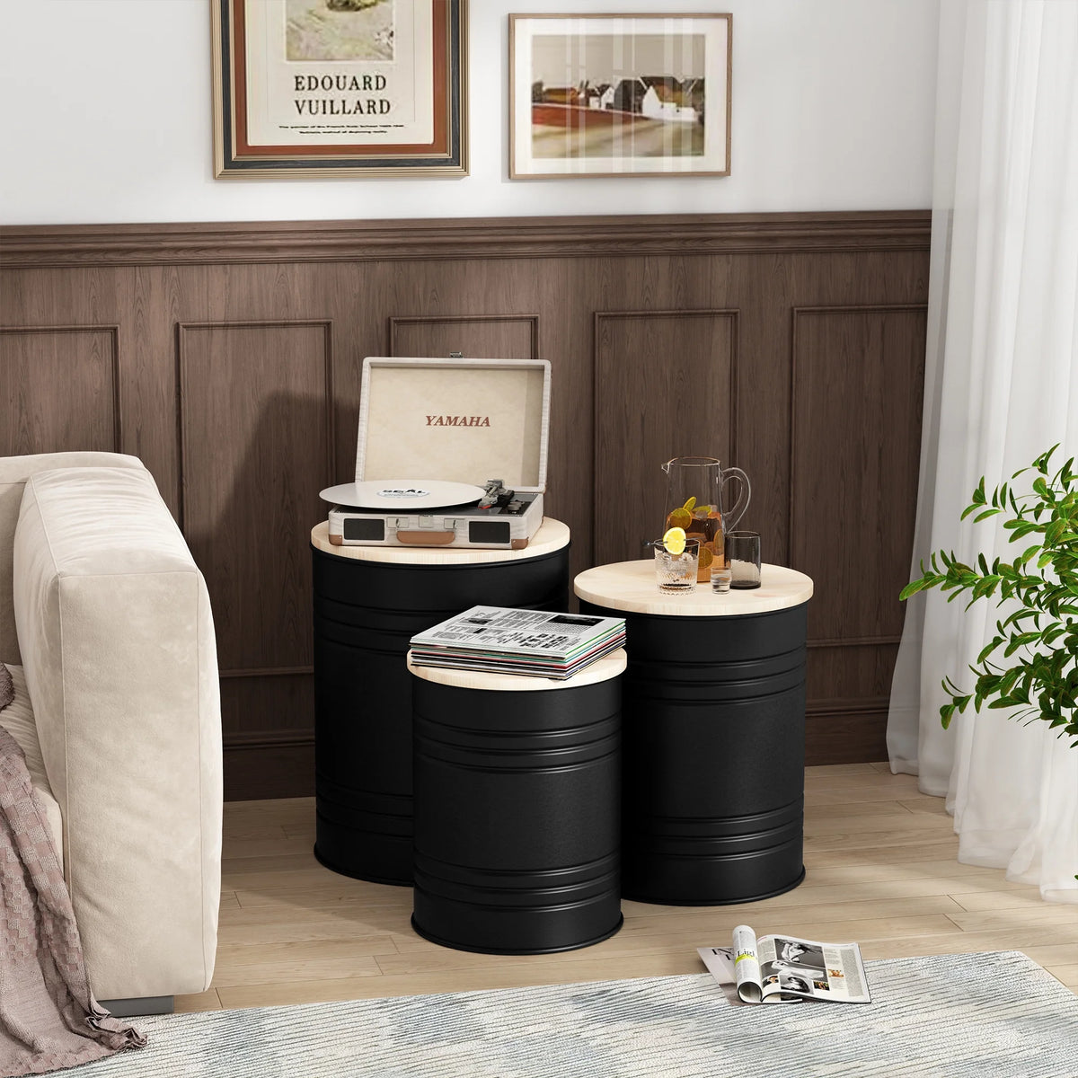 Set of 3 Round Storage Ottoman S20535