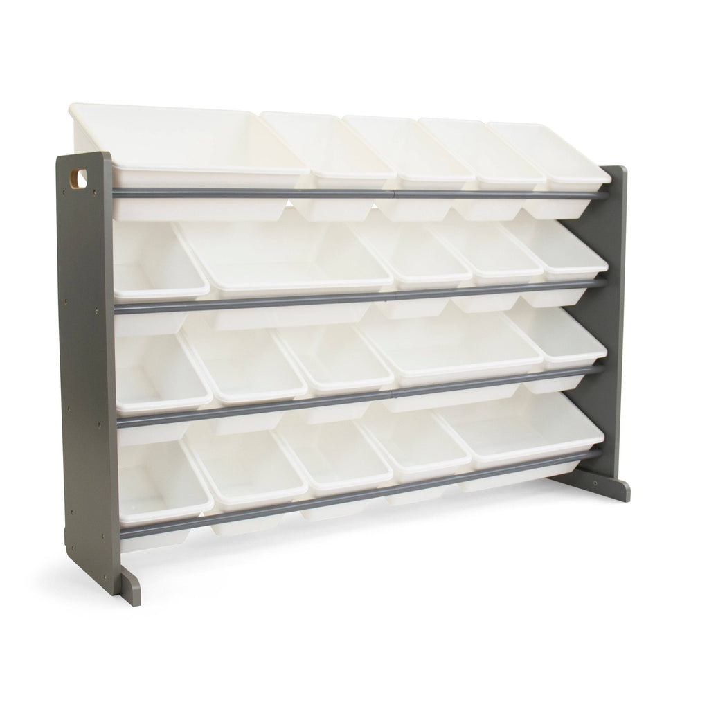 Grey and White Extra Large Storage Organizer with 20 Plastic Bins O726674