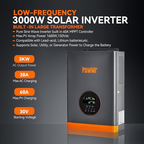 3000W Pure Sine Wave Solar Inverter Charger 24V to 110V 60A MPPT Q89830