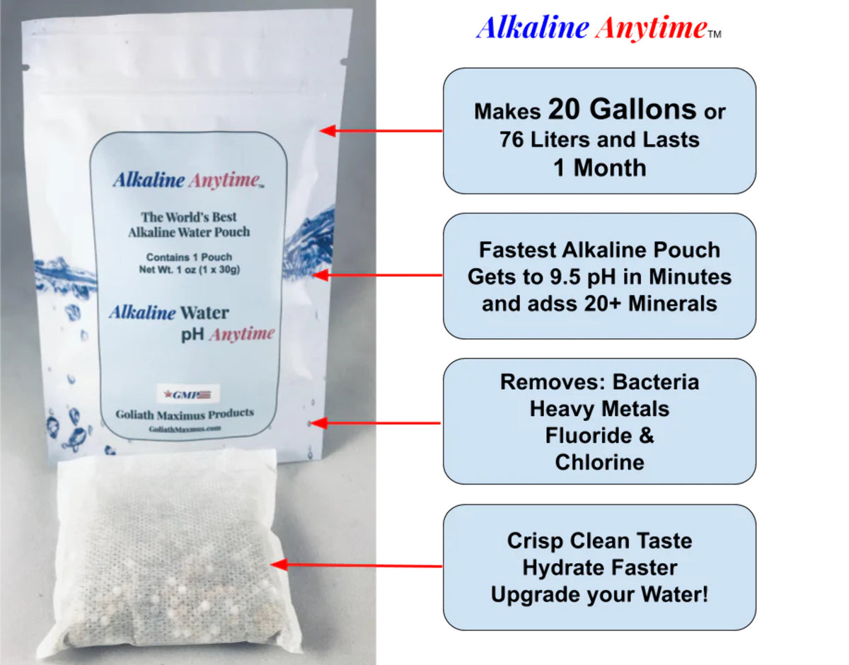 2 Lids Water Bottle with 3 Alkaline Water Pouches V277097