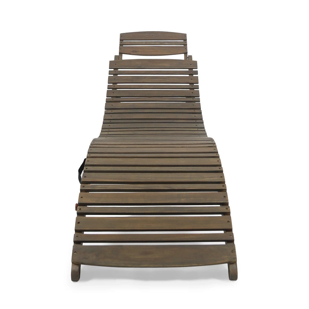 Gray Acacia Wood Foldable Chaise Lounge L4500