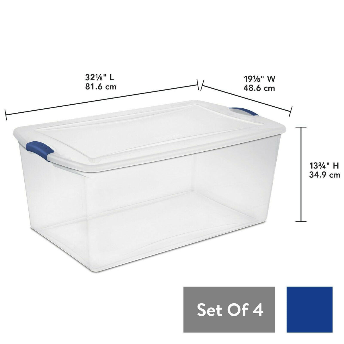 Set of 4 Large Clear Plastic Storage Containers 105 Quart E445