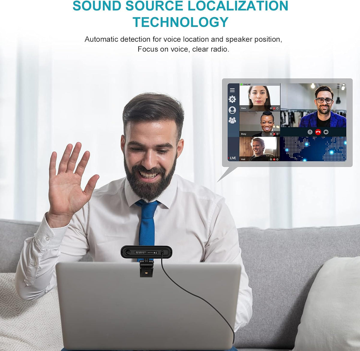 3 in 1 Webcam with Microphone and Speaker, Privacy Cover, Autofocus O84151