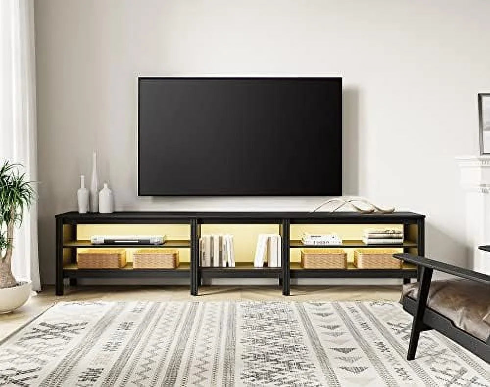 Black TV Stand with 16 Color LED up to 75 Inches N9771
